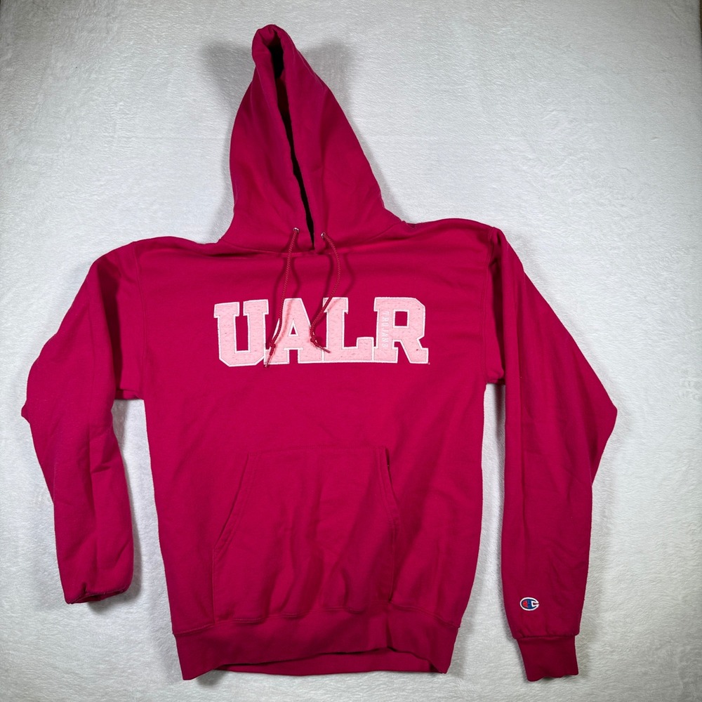 Champion UALR Trojans Pink Hoodie‎ Sweatshirt Pullover Fleece Lined Mens M